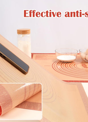 Non-slip Silicone Pastry Mat Extra Large with Measurements 28''By 20'' for Silicone Baking Mat, Counter, Dough Rolling, Oven Liner,Fondant/Pie Crust By Folksy Super Kitchen Red