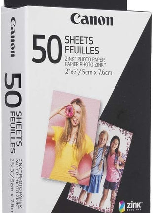 Canon Ivy Zink 2" x 3" Photo Sticker Paper 50 Sheets Pack