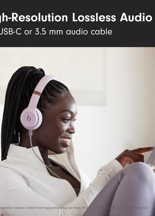 Beats Solo 4 - Wireless On-Ear Bluetooth Headphones, Up to 50-Hour Battery Life, Ultra-Lightweight Comfort, Powerful and Balanced Sound, Apple & Android Compatible - Cloud Pink