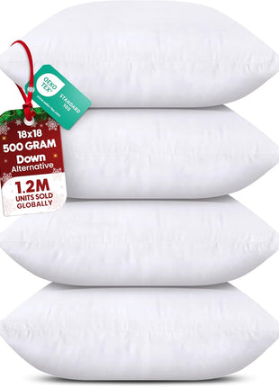 Utopia Bedding Throw Pillows, Decorative 18x18 Pillow Inserts, Set of 4 | Down alternative pillow insert with plush fluffy fill for beds sofas couches and chairs. Suitable for indoor outdoor use.