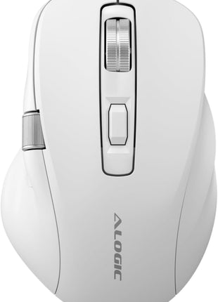 ALOGIC APEX Wireless Performance Mouse, White | Bluetooth/Radio Frequency, 2.40 GHz, Rechargeable, Scroll Wheel, 7 Programmable Buttons, Right-Handed