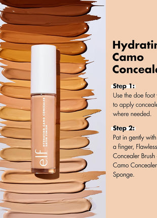 e.l.f. Hydrating Camo Concealer, Covers Blemishes & Under-Eye Circles, Full-Coverage & Delivers A Satin Finish, Vegan & Cruelty-Free, Light Sand