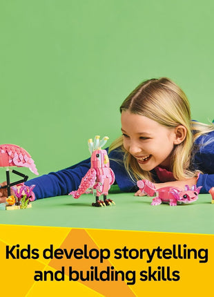 LEGO Creator 3 in 1 Wild Animals: Pink Flamingo Animal Building Toy - Playset with 3 Build Options, Pink Flamingo, Cockatoo, or Axolotl - Learning Toy for Kids, Ages 8+ - 31170