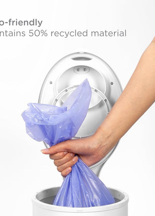 Ubbi Diaper Pail Plastic Bags, 13-Gallon Capacity, 3 Pack, 75 Count | Disposable Baby Waste Bags, Made from 50% Recycled Material, Each Bag Holds Up To 50 Newborn Diapers