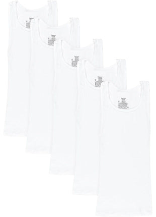 Hanes Boys' Tank Undershirt, EcoSmart Cotton Shirt, Multiple Packs Available, White, Medium