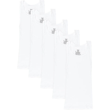 Hanes Boys' Tank Undershirt, EcoSmart Cotton Shirt, Multiple Packs Available, White, Medium