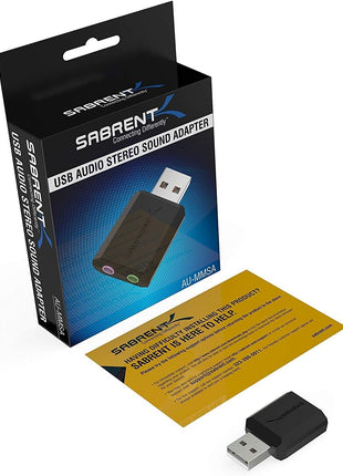 SABRENT USB External Stereo Sound Card Adapter, Plug & Play (AU-MMSA) | USB audio adapter; no drivers needed; for Windows & Mac; 3.5mm headphone & mic jacks; usb to 3.5mm jack audio adapter