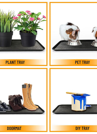 Ottomanson 15 inch x 30 inch Multi-Purpose Boot Tray – Waterproof Shoe & Pet Feeding Spill Tray, Litter Box & Pee Pad Holder, Painting & Planting Mat, 1.2 inch Raised Edge Floor Protection
