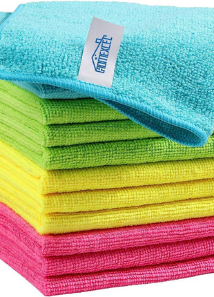 HOMExCEL Microfiber Cleaning Cloth,12 Pack Cleaning Rags, Cleaning Towels with 4 Color Assorted, 11.5 inchx11.5 inch(Green/Blue/Yellow/Pink)