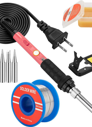 Soldering Iron Kit, 60W Soldering Iron with 5pc Interchangeable Tips, 10-in-1 Adjustable Temperature Solder Welding Tools, Fast Heating, Electronic Repair, 110V