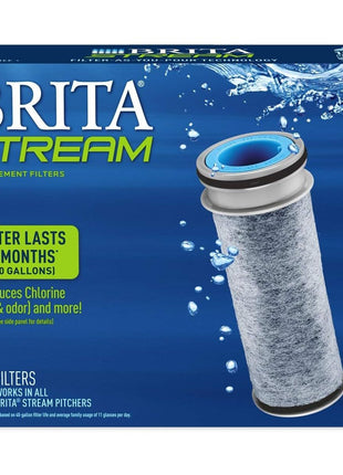 Brita Stream Replacement Water Filter for Stream Pitchers and Dispensers Only, WGA NSF/ANSI Certified, As-You-Pour Filtration, Removes Chlorine Taste & Odor, 3 Filters