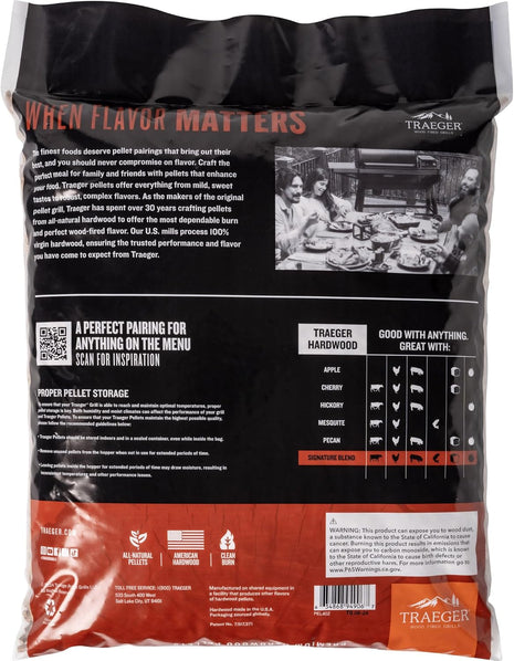 Traeger Grills Signature Blend 100% All-Natural Wood Pellets for Smokers and Pellet Grills, BBQ, Bake, Roast, 18 lb. Bag