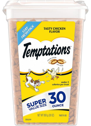 Temptations Classic Crunchy and Soft Cat Treats Tasty Chicken Flavor, 30 oz. Tub