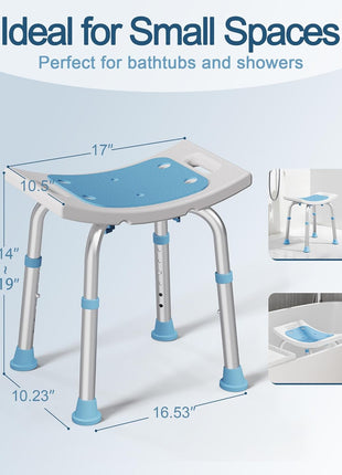 HOMLAND Shower Chair for Inside Shower, Adjustable Height Shower Stool | Shower Seat for Inside Tub Bathroom Bench Bath Chair for Elderly and Disabled, Lightweight Aluminum Frame - Light Blue