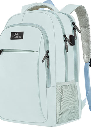MATEIN Travel Laptop Backpack, Business Anti Theft Slim Sturdy Laptops Backpack with USB Charging Port, Water Resistant College School Computer Bag Gift for Men & Women Fits 15.6 Inch Notebook, Grey