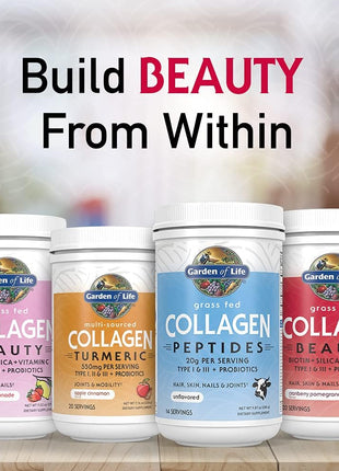 Garden of Life Grass Fed Collagen Beauty - Strawberry Lemonade, 20 Servings, Powder for Women Men Hair Skin Nails, Hydrolyzed Collagen Peptides Protein Powder Supplement