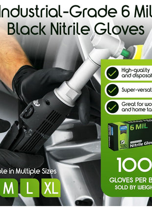 Inspire Black Nitrile Gloves HEAVY DUTY 6 Mil Nitrile Chemical Resistant Medical Cooking Cleaning Disposable Black Gloves