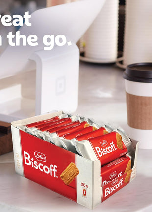 Lotus Biscoff Cookies, Caramelized Biscuit Cookie Snack, Dispenser Box (20 sleeves of 2 extra large cookies) Vegan, 0.9 Ounce (Pack of 20)