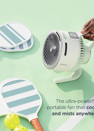Shark FlexBreeze HydroGo Fan—Ultra-powerful portable fan with indoor + outdoor mist. Corded & cordless, 5 speeds, evaporative misting, Grey, FA052