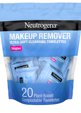 Neutrogena Makeup Remover Towelettes for Face with Micellar Water Daily Alcohol-Free Gently Removes Oil Dirt and Waterproof Makeup in a Simple Fully Plant-Based Cloth, 25 ct