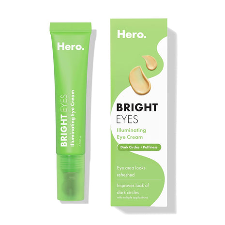 HERO COSMETICS Bright Eyes Illuminating Eye Cream, 0.5 Fl Oz | For Dark Circles, Helps Eyes Look Refreshed, Stainless Steel Tip for Cooling Effect