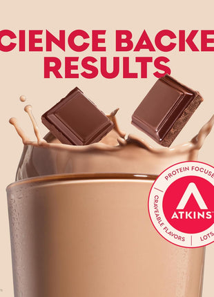 Atkins Milk Chocolate Delight High Protein Shake, 15g Protein, 12 Count | 15g Protein, 3g Fiber, 2g Net Carb, 1g Sugar, Chocolate Flavored, Keto Friendly, Ready to Drink, 12 Count