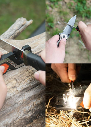 SHARPAL 101N 6-in-1 Pocket Knife Sharpener & Survival Tool – Diamond Sharpening Rod, Fire Starter Ferro Rod, Whistle – Sharpens Straight & Serrated Blades, Repairs & Hones Knives