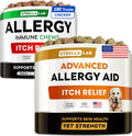 Allergy Relief + Advanced Allergy Bundle - Itchy Skin + Allergy & Itch Relief - Omega 3&Pumpkin + Probiotics - Dogs Itching & Licking Treats + Hot Spots - 300 Ct - Chicken + Bacon Flavor - Made in USA