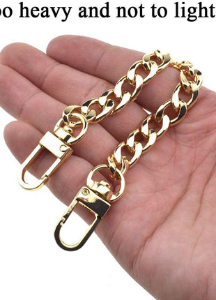 HAHIYO Purse Chain Strap 7.9 inches SPOT-ON Gold for Shoulder Cross Body Sling Purse Handbag Clutch Replacement Comfortable Flat 0.4' Wide Enough 2.4mm Extra Thick Metal 1 Pack