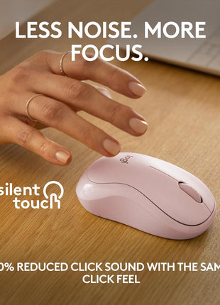 Logitech M240 Silent Bluetooth Mouse, Wireless, Compact, Portable, Smooth Tracking, 18-Month Battery, for Windows, macOS, ChromeOS, Compatible with PC, Mac, Laptop, Tablets - Rose