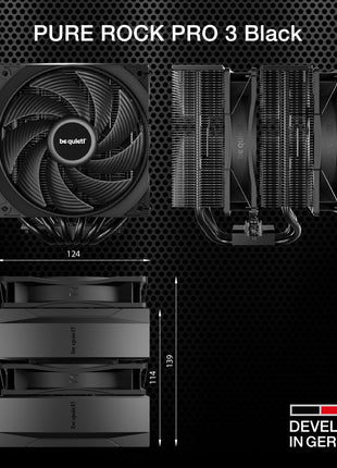 be quiet! Pure Rock Pro 3 LX CPU Air Cooler | 6 High Performance 6mm Heat Pipes with HDT Technology | 120mm Quiet ARGB PWM Fan | AMD:AM4 AM5/Intel LGA 1700/1150/1151/1200 | Black | BK043