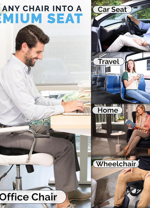 ComfiLife Premium Gel & Memory Foam Seat Cushion – Doctor Recommended Office Chair Cushion, Car Seat Cushion – Chair Cushions for Back & Sciatica Pain Relief – Seat Cushions for Office & Desk (Black)