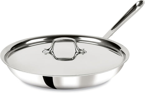 All-Clad D3® Stainless Steel 12 inch Frying Pan With Lid- Made in the USA- The Original Bonded Professional Cookware- Oven Safe & Induction Compatible