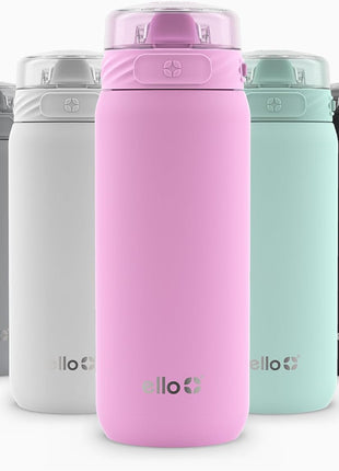 Ello Cooper 18oz Insulated Stainless Kids Water Bottle with Straw, Bubblegum