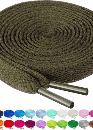 Birch Shoelaces in 27 Colors Flat 5/16 inch Shoe Laces in 4 Different Lengths (45.5 inch (115cm), Black)