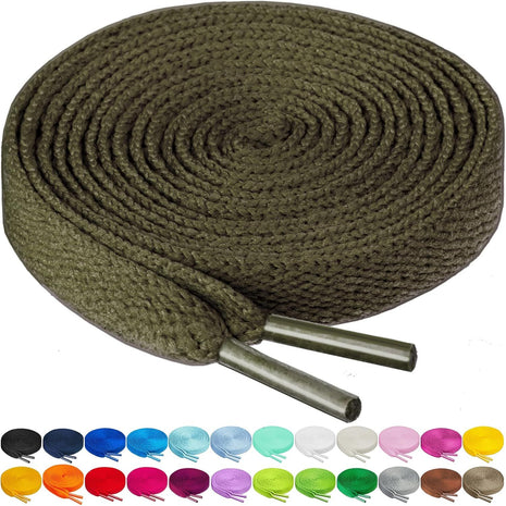 Birch Shoelaces in 27 Colors Flat 5/16 inch Shoe Laces in 4 Different Lengths (45.5 inch (115cm), Black)