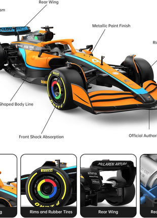 RASTAR McLaren Formula 1 Race Toy Car 2022, 1:18 F1 McLaren MCL36 Remote Control Car Model Vehicle Lando Norris + Daniel Ricciardo Drive to Survive