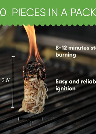 Inflame Fire Starters 70 pcs Fire Starters for Campfires, Grill, BBQ, Fireplace, Woodstove - Charcoal Starter - Waterproof, Weather-Resistant - Natural Wood Fireplace Starters