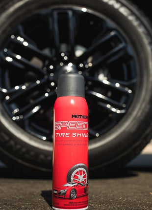Mothers Speed Tire Shine, 15 oz. Aerosol — Long-Lasting, High-Gloss  inchJust Dressed inch Finish — No Sling, Browning or Run, Fast & Easy Application — Micro-Emulsion Resins, Premium Silicones (16915)