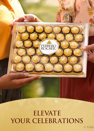 Ferrero Rocher Gourmet Hazelnut Milk Chocolate Gift Box, 42 Individually Wrapped Chocolates, 18.5 oz