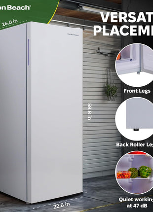 Hamilton Beach HBFRF6892-WHITE HBFRF6892 Upright Convertible Fridge/Freezer-Reversible Door-Removable Glass Shelves-Adjustable Controls-6.8 cu ft, White