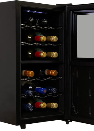 Koolatron 18 Bottle Dual Zone Wine Cooler, Black Thermoelectric Wine Fridge, 1.7 cu. ft (48L), Freestanding Wine Cellar, Red, White, Sparkling Wine Storage for Home Bar, Kitchen, Apartment, Condo
