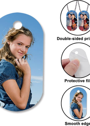 45pcs Sublimation Blank Dog Tag Aluminum White Sublimation Stamping Tag Pendants Double Sided Blank Stamping Metal Tags, Personalized Pets Tags Oval