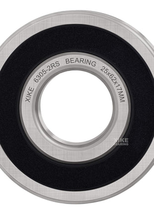 XiKe 10 Pcs 6305-2RS Double Rubber Seal Bearings 25x62x17mm, Pre-Lubricated and Stable Performance and Cost Effective, Deep Groove Ball Bearings.