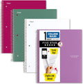 Five Star Spiral Notebook  Study App, 4 Pack, 1 Subject, College Ruled Paper, 8-1/2 inch x 11 inch, 100 Sheets, Fights Ink Bleed, Water Resistant Cover, Amethyst Purple, Raspberry Pink, White and Seaglass Green (820337-ECM)