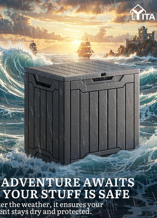YITAHOME 31 Gallon Outdoor Storage Box, Resin Deck Box and Waterproof Package Delivery Box for Gardening Tools, Pool Supplies, Patio Furniture, Lockable, Black