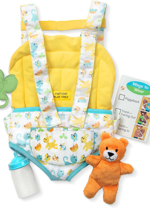 Melissa & Doug Mine to Love Carrier Play Set for Baby Dolls with Toy Bear, Bottle, Rattle, Activity Card