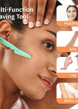 Tinkle Dermaplaning Tool 6ct, Dermaplane Razor for Women, Safe and Easy Peach Fuzz Remover, Eyebrow Trimmer with Protective Cover, Stocking Stuffers