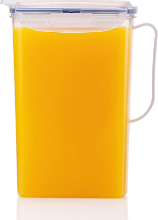 LocknLock Aqua Fridge Door Water Jug with Handle BPA Free Plastic Pitcher with Flip Top Lid Perfect for Making Teas and Juices, 2 Quarts, Clear