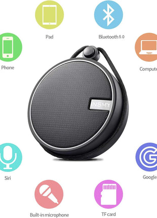 INSMY C12 IP67 Waterproof Shower Bluetooth Speakers Portable Small Speaker | Speakers Bluetooth Wireless,Loud Clear Sound,Support TF Card,Suction Cup,for Outdoor Kayak Canoe Beach Gift (Black)